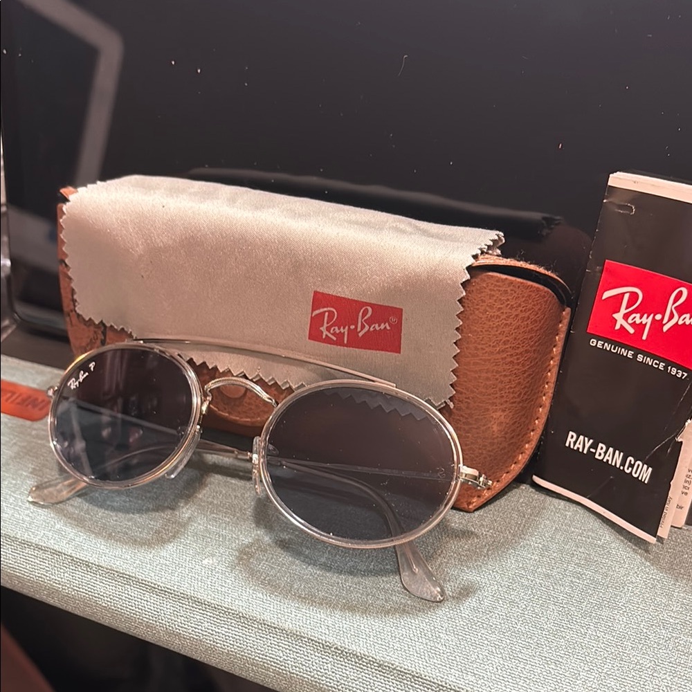 Ray-Ban Blue and Silver Sunglasses with Gradient Lenses